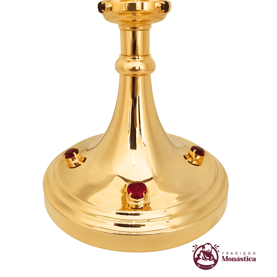 Ambula com Detalhes em Pedras Vermelhas - Banhada em Ouro - 3