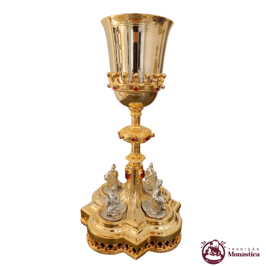 Cálice Gótico Banhado em Ouro - Detalhes dos Evangelistas  - 1