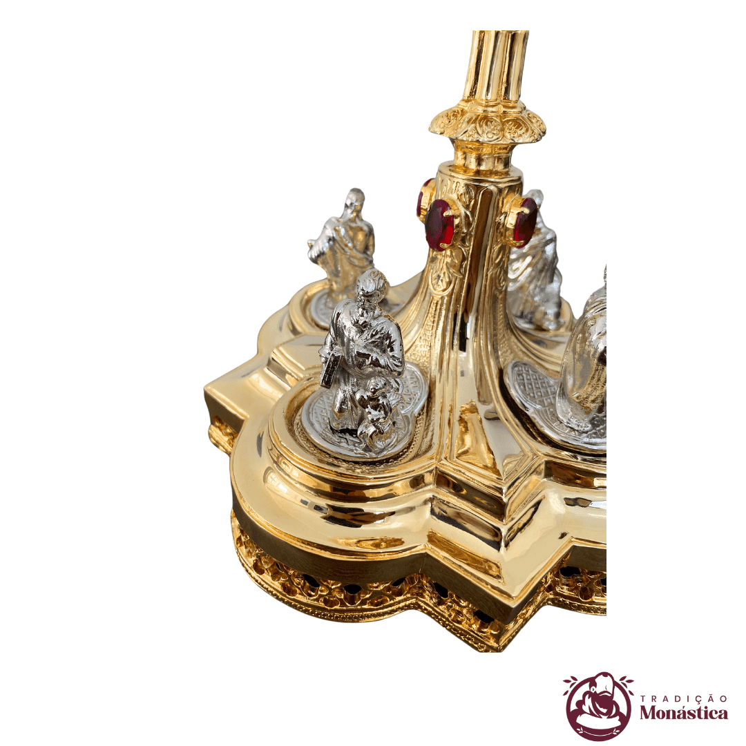 Cálice Gótico Banhado em Ouro - Detalhes dos Evangelistas  - 5