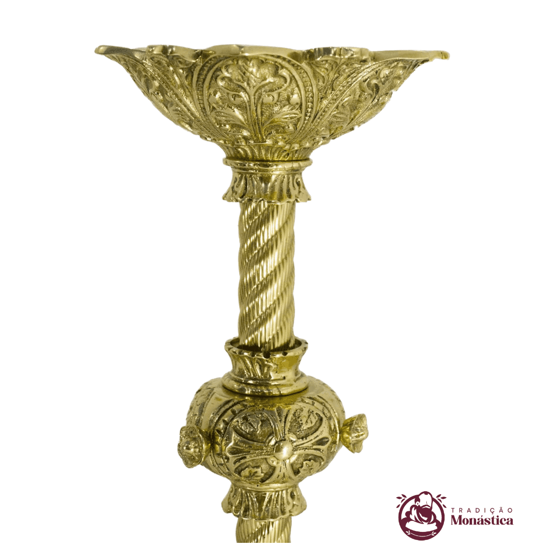 Conjunto de Castiçal de Vela e Cruz para Altar - Bronze - 6