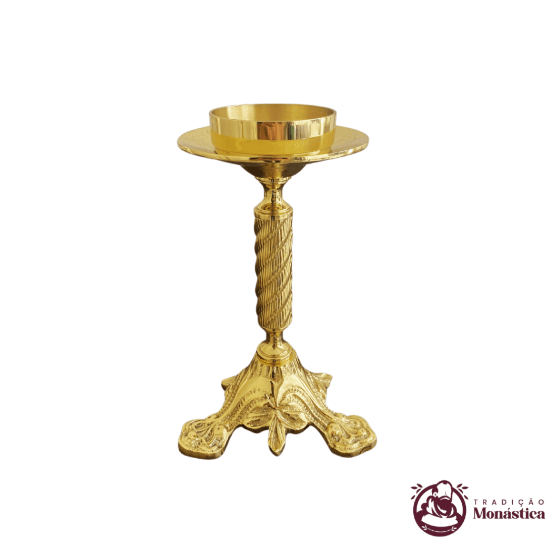 Conjunto de Castiçal de Vela e Cruz para Altar - Escadinha - Bronze - 3