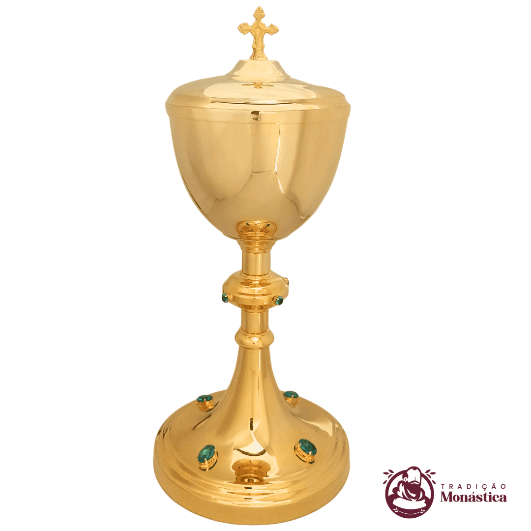 Cibório Banhado em Ouro com Detalhes em Pedras  - 1