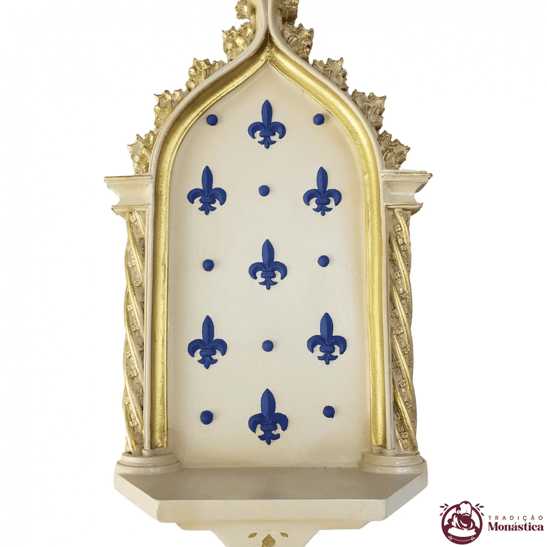 Peanha Oratório 54cm Dourada e Azul - 2