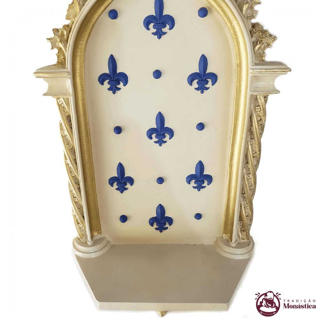 Peanha Oratório 54cm Dourada e Azul - 3