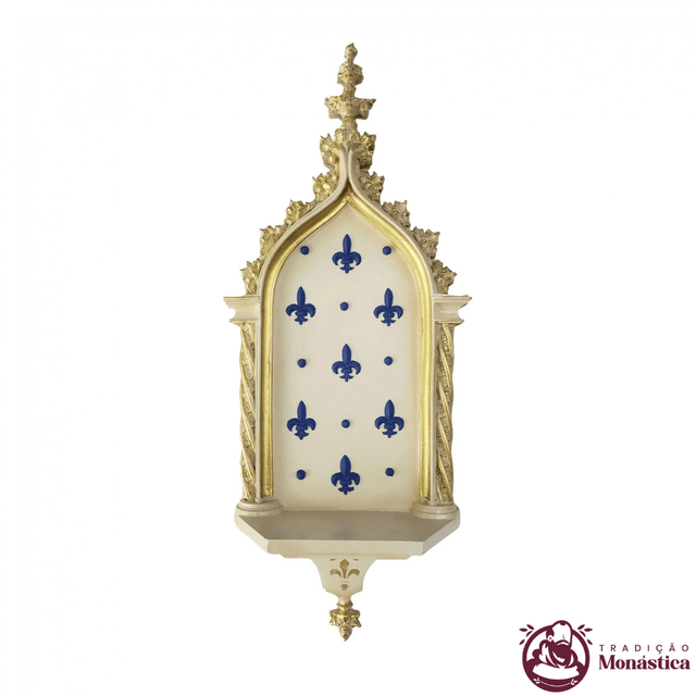 Peanha Oratório 54cm Dourada e Azul