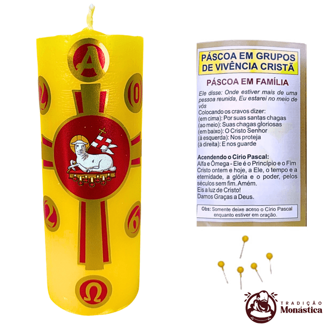 Vela Mini Círio da Família - 13,5x5cm - Cordeiro  