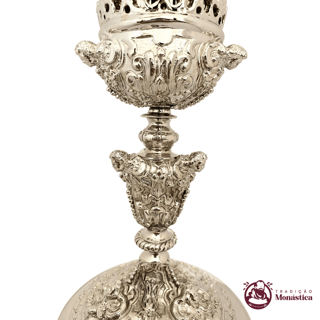 Cálice Barroco com Detalhes de Anjos Banhado em Níquel - 2