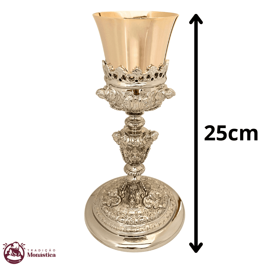 Cálice Barroco com Detalhes de Anjos Banhado em Níquel - 3