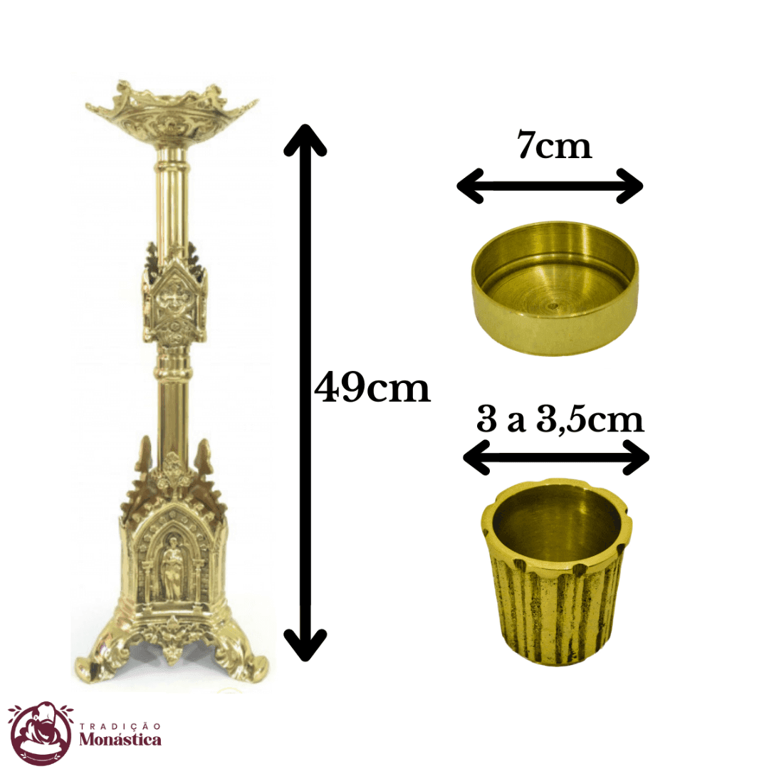 Conjunto de Castiçal de Vela e Cruz para Altar - Gótico - 4