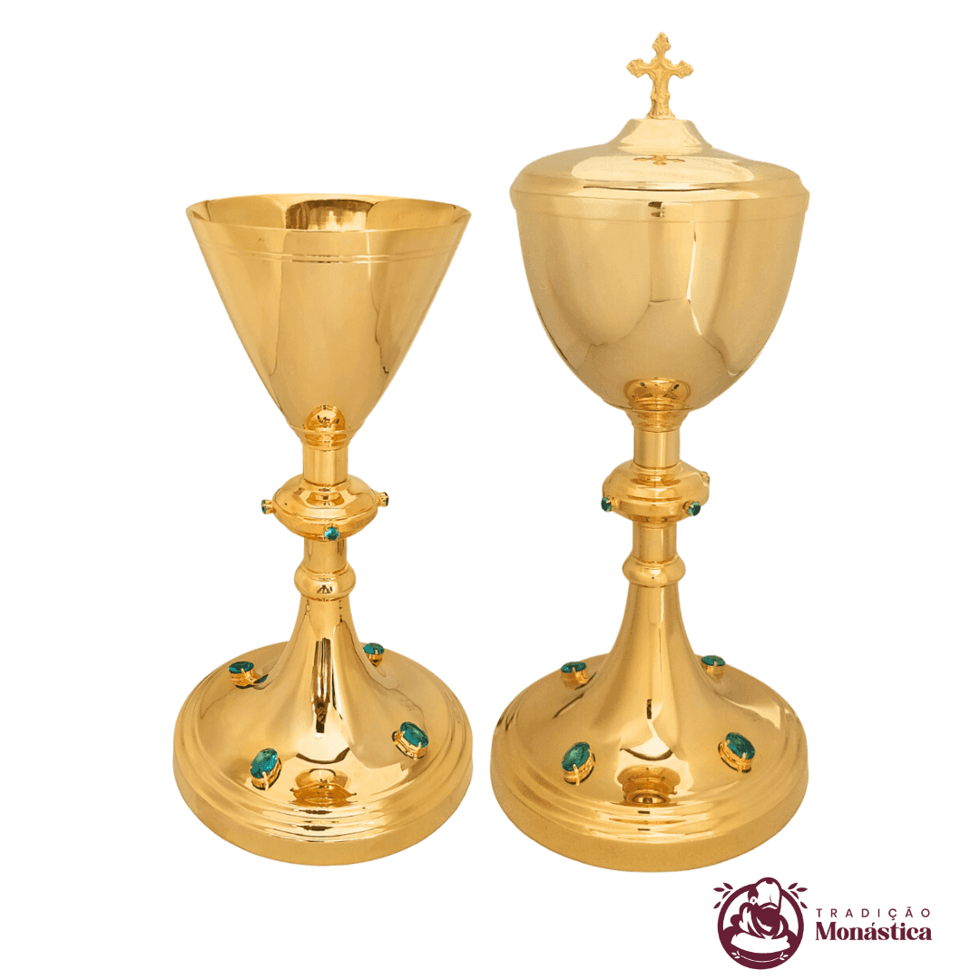 Conjunto de Cálice e Âmbula com Detalhes em Pedras - 1