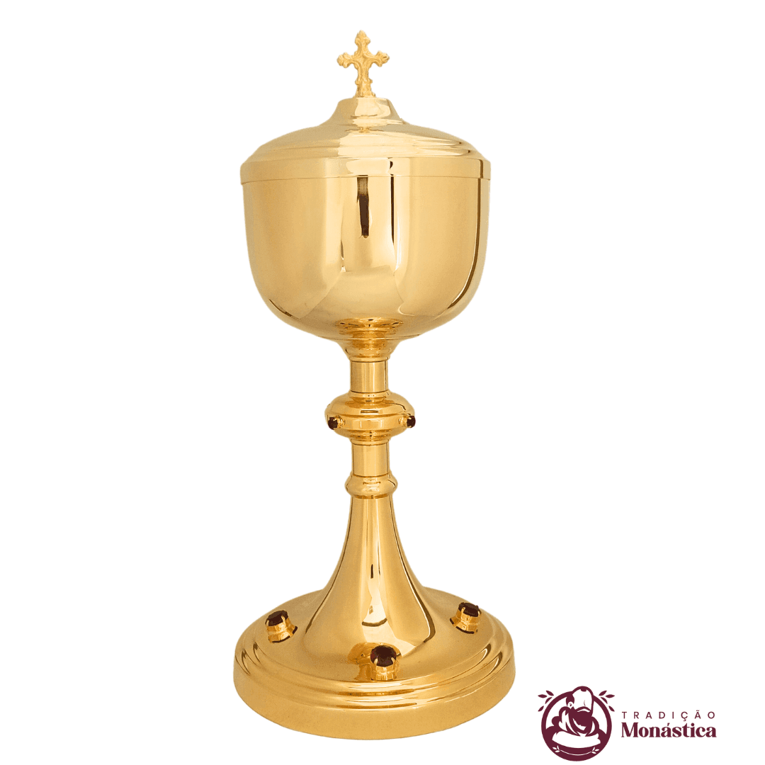 Conjunto de Cálice e Âmbula com Detalhes em Pedras Vermelhas - 3