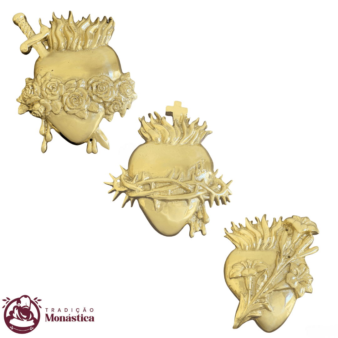 Conjunto de Apliques Sagrado Coração de Jesus, Imaculado Coração de Maria e Castíssimo Coração de José - 1