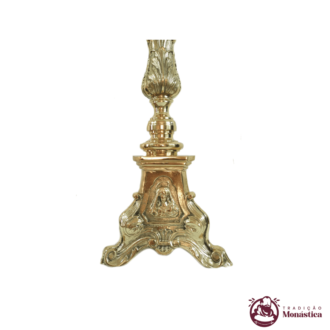 Conjunto de Cruz e Tochas para Procissão - Base Jesus, Maria e José - 2