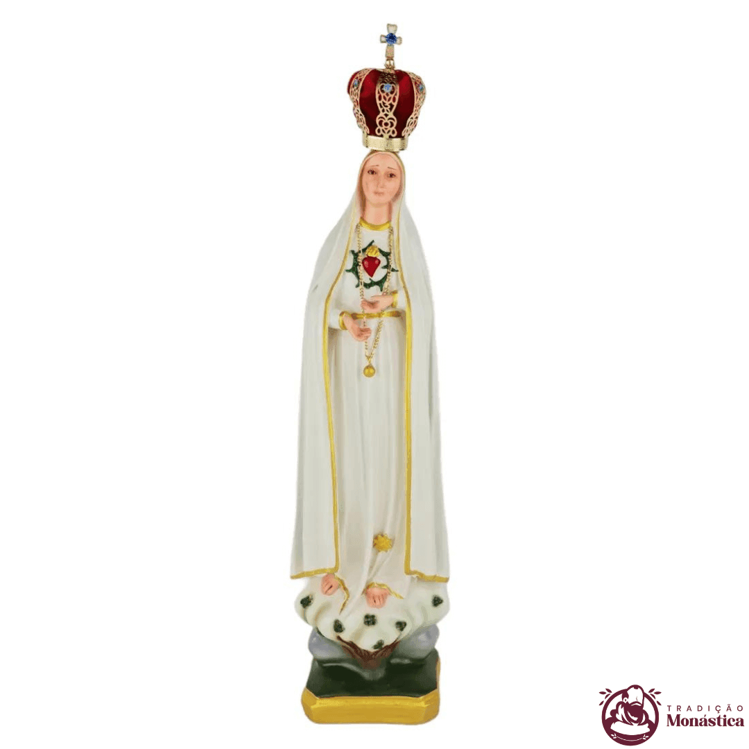 Imagem Escultura Nossa Senhora de Fátima Imaculado Coração 40cm - 1