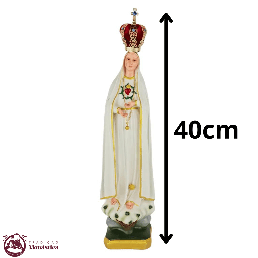 Imagem Escultura Nossa Senhora de Fátima Imaculado Coração 40cm - 9