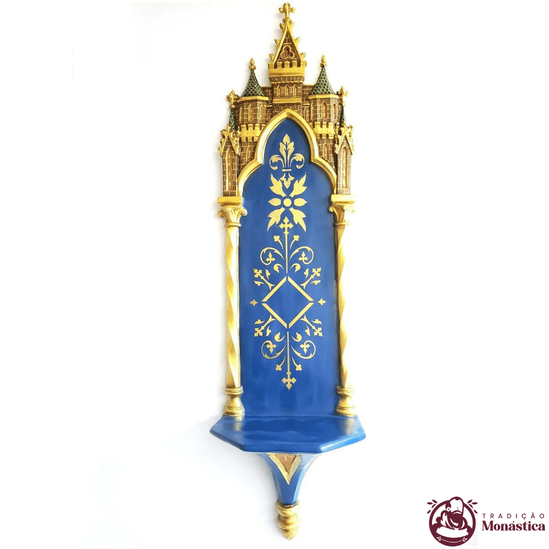 Imagem Nossa Senhora da Sabedoria Policromada - 40cm com Peanha Gótica - 6