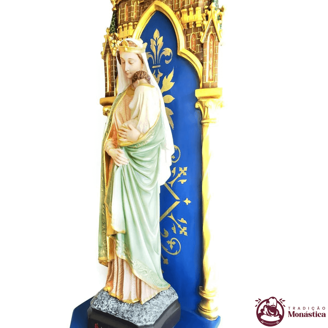 Imagem Nossa Senhora da Sabedoria Policromada - 40cm com Peanha Gótica - 2