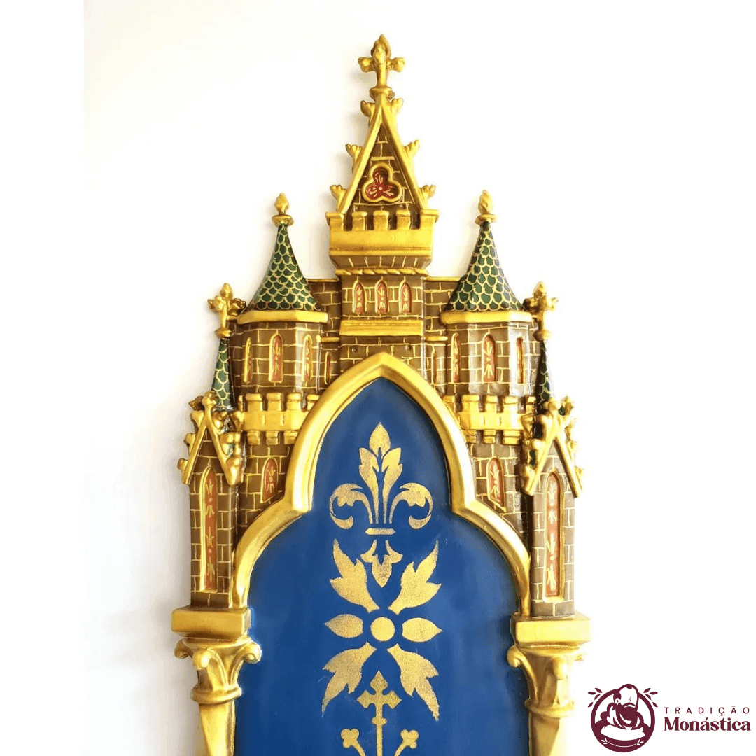 Imagem Nossa Senhora da Sabedoria Policromada - 40cm com Peanha Gótica - 7