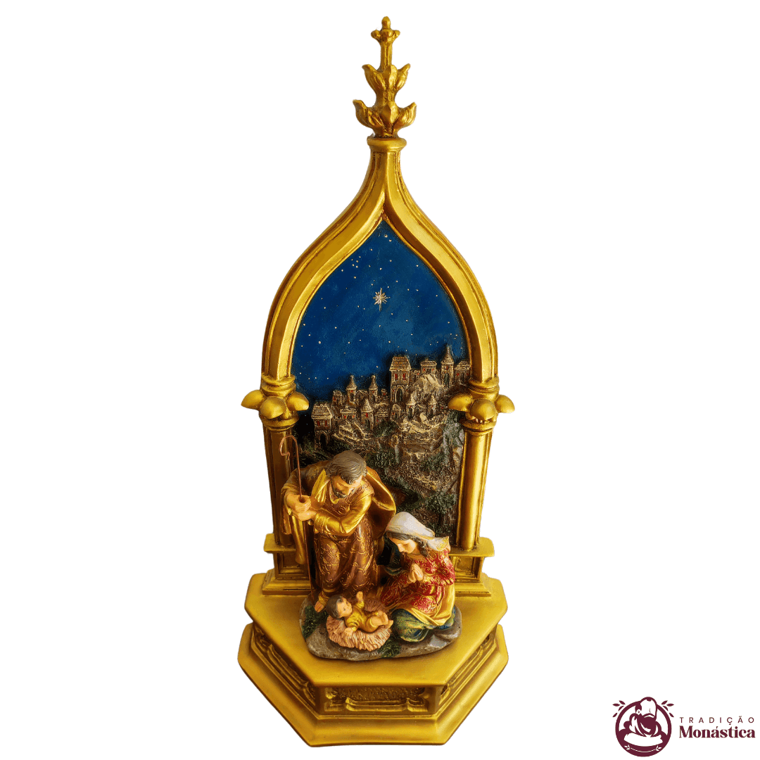 Oratório Peanha com Sagrada Família Policromada - Presépio - 2