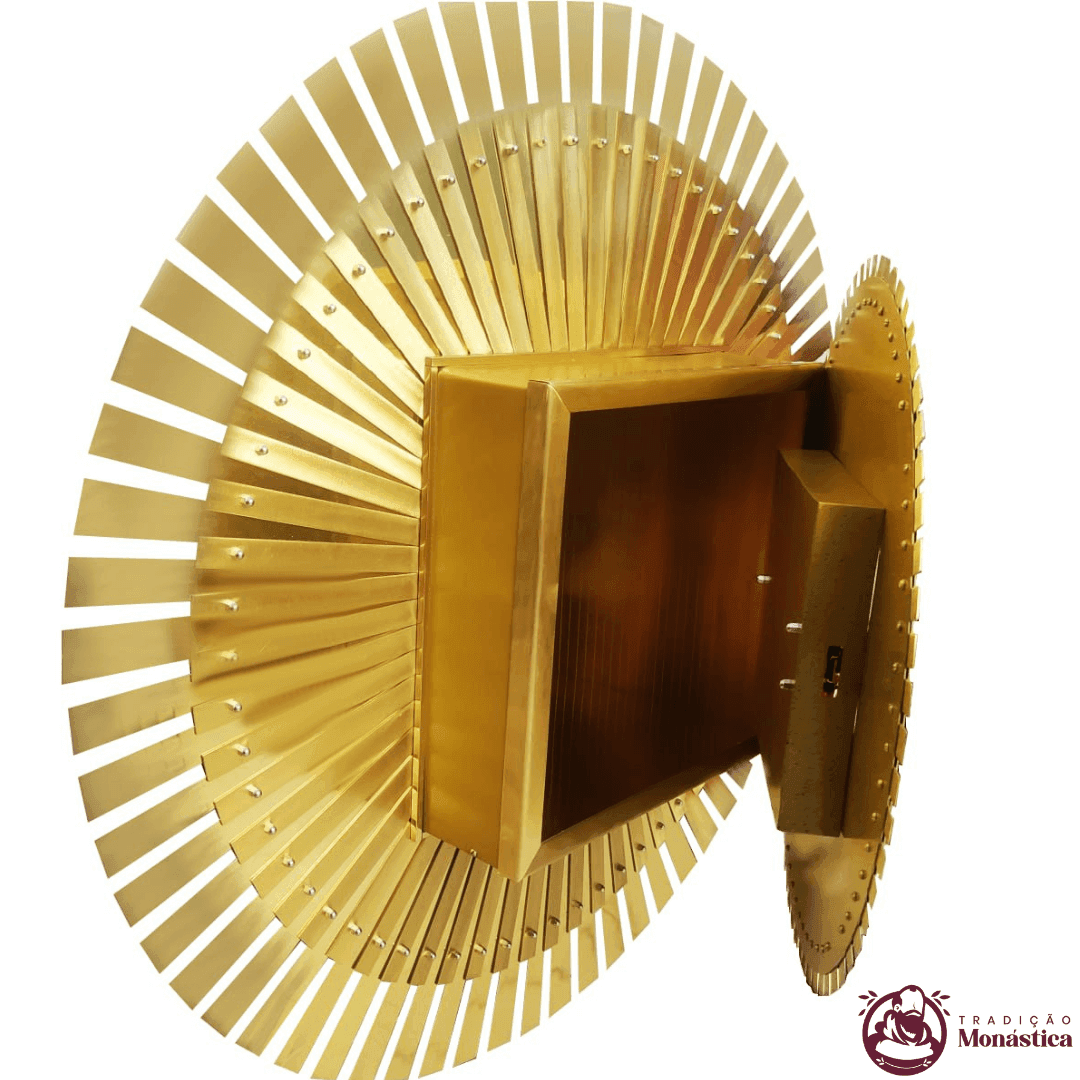 Sacrário Vitral Cordeiro Raiado Redondo com Luz Frontal - para Embutir na Parede - 2