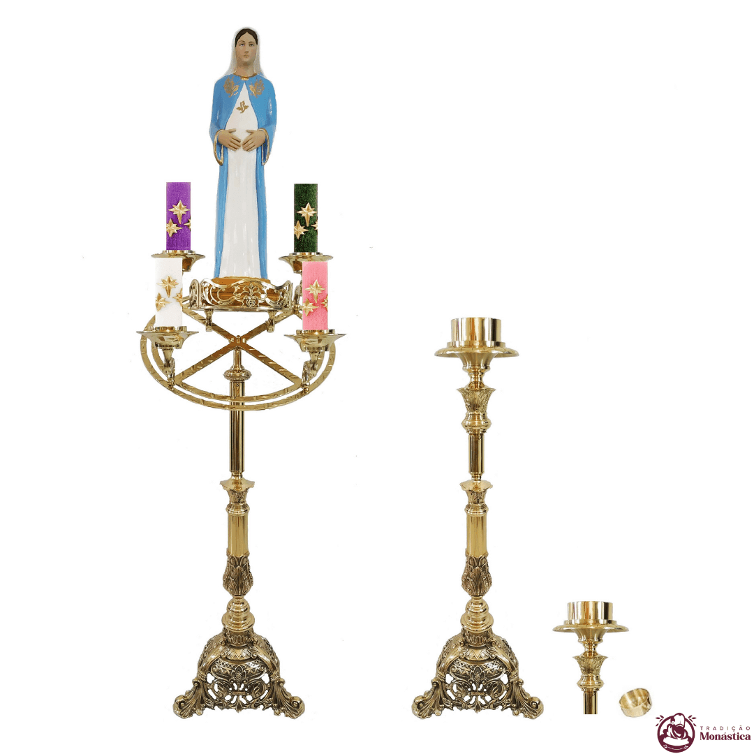 Castiçal Coroa Do Advento, Círio e Vela de Altar - Grande - NSRA - 3 Em 1 - 1