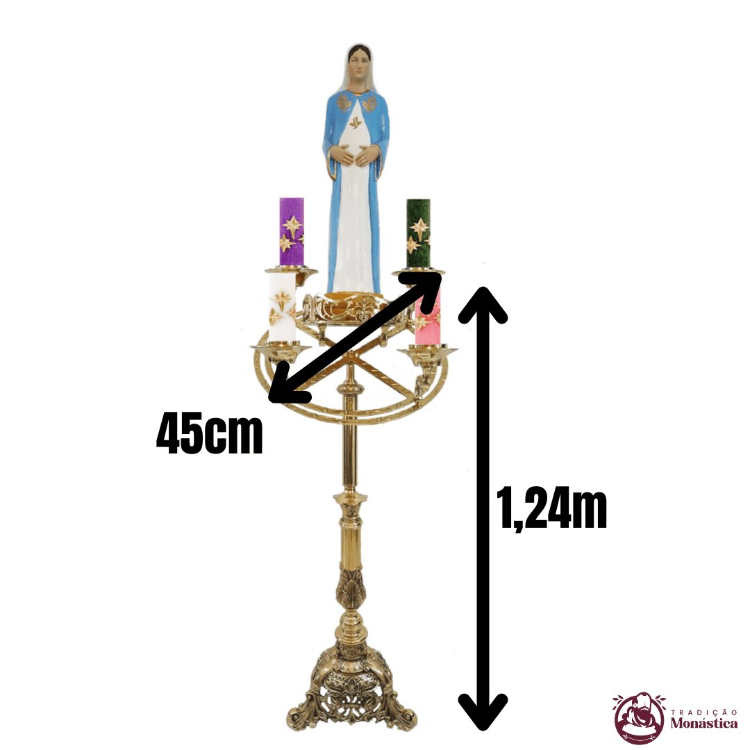 Castiçal Coroa Do Advento, Círio e Vela de Altar - Grande - NSRA - 3 Em 1 - 3