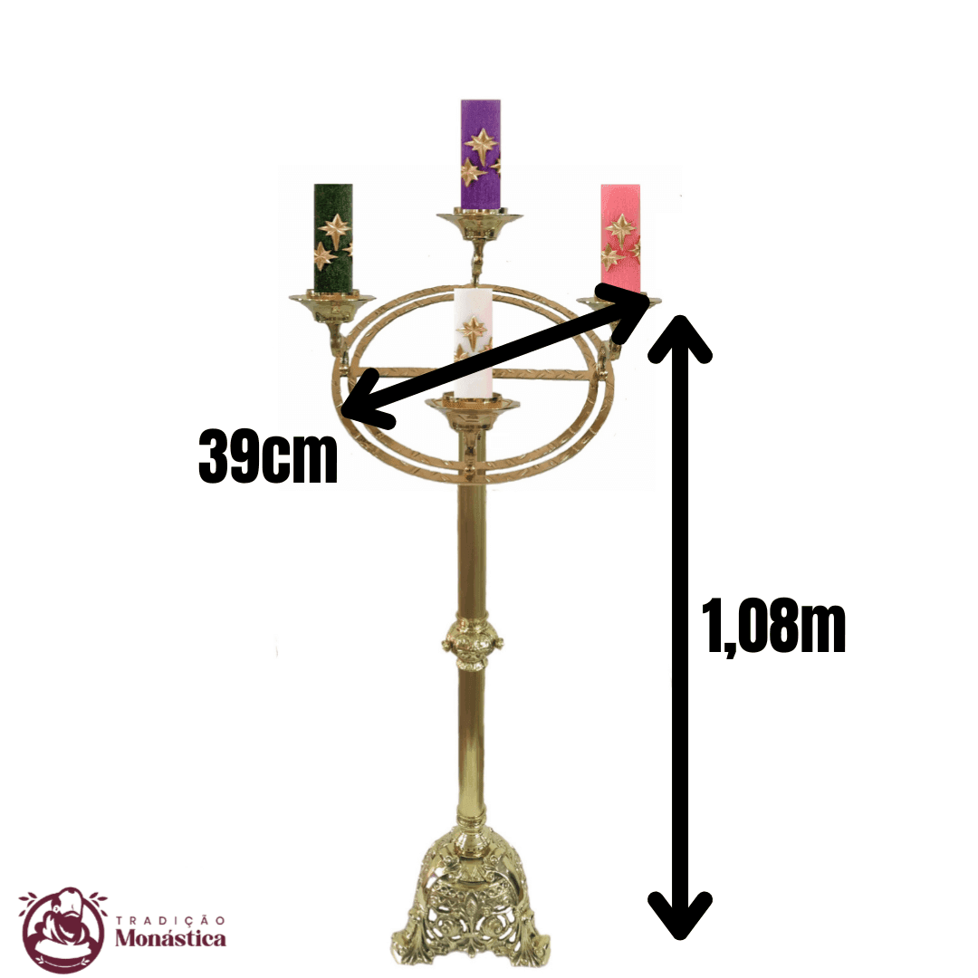 Castiçal Coroa Do Advento, Círio e Vela De Altar - 3 Em 1 - Pequena - 2