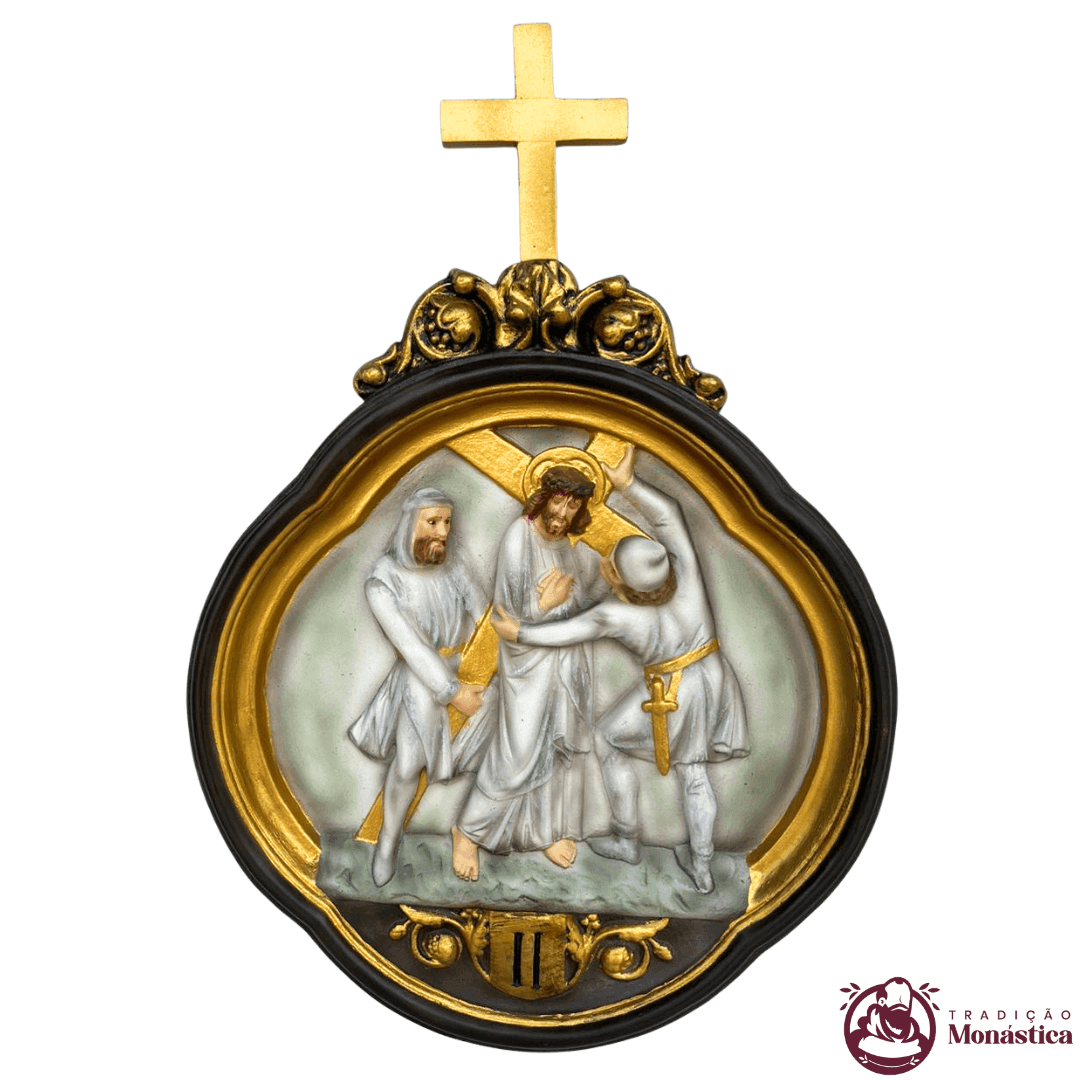 Via Sacra Feita em Resina com 15 Estações - Branco - 2